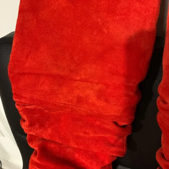 Vibrant Red Leather 5-inch Heeled Pointy Toe Boots Size 7.5 Valentine’s Day - Picture 11 of 12